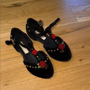 DOLCE & GABBANA BAMBINO Velour D'Orsay Shoes GIRLS Ceramic Rose